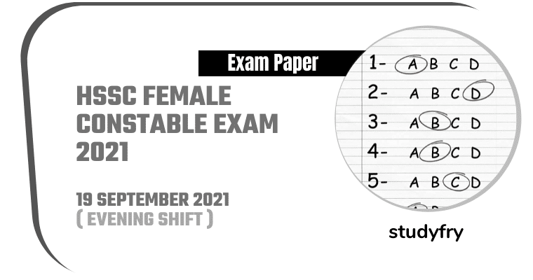 HSSC Female Constable exam 19/09/2021 (Answer Key) Shift 2