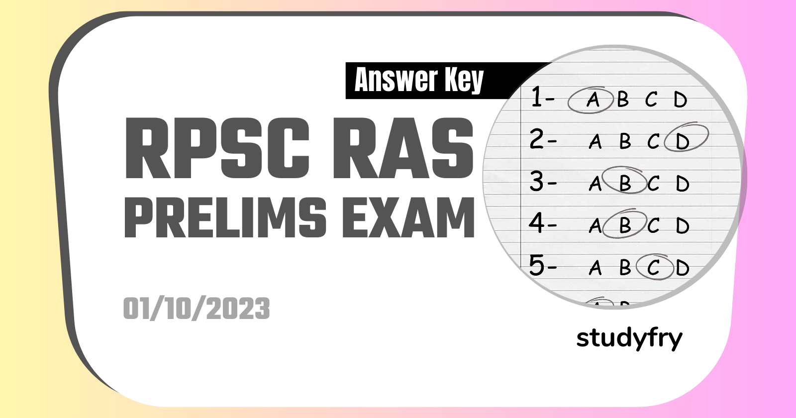 RPSC RAS Prelims Exam Paper 1 October 2023 (Answer Key)