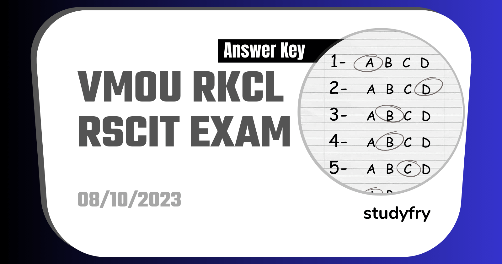 RSCIT Answer Key 8 October 2023