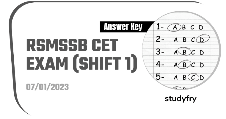 RSMSSB CET Exam Paper 7 January 2023 (Answer Key) - First Shift