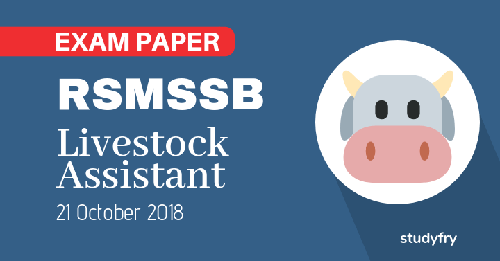 RSMSSB Livestock Assistant Exam Paper - 2018 (Answer Key)