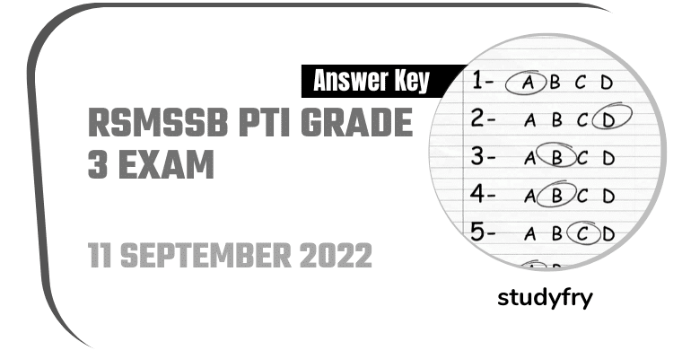 RSMSSB PTI Grade 3 Exam Paper 25 September 2022 Paper - 1