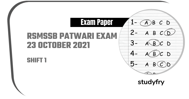 RSMSSB Patwari exam 23 October 2021 - Shift 1 (Answer Key)