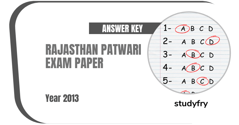 Rajasthan Patwari (राजस्थान पटवारी या पटवार) exam paper 2013