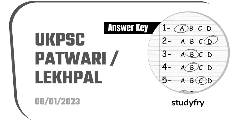 UKPSC Patwari / Lekhpal Exam Paper 8 January 2023 (Answer Key)
